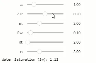 Using ipywdigets to interactively change key Archie parameters. Image by the author.