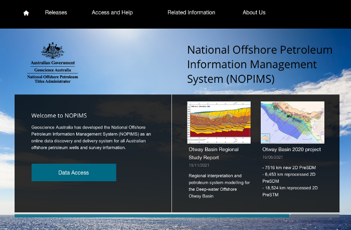 Australia’s NOPIMS website for accessing well log data from offshore Australia